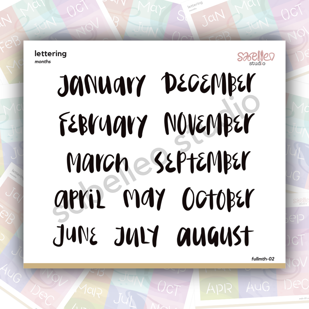 PLANNER KIT | Months Lettering
